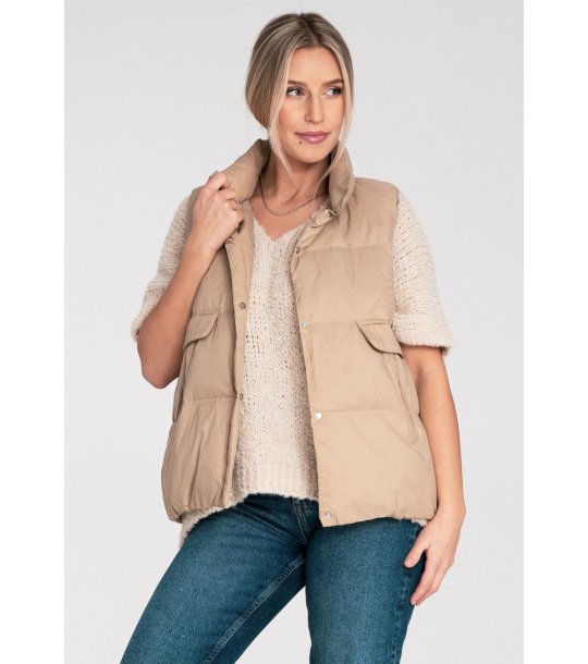 Дамска бежова грейка с джобове Zuza снимка