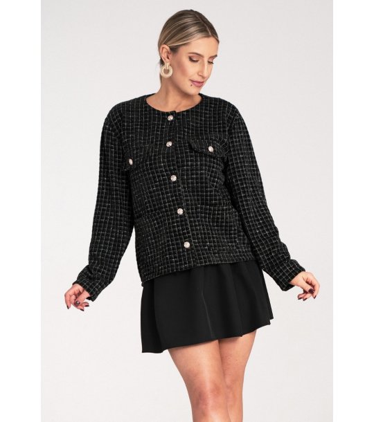 Дамско черно сако с копчета Ivana снимка
