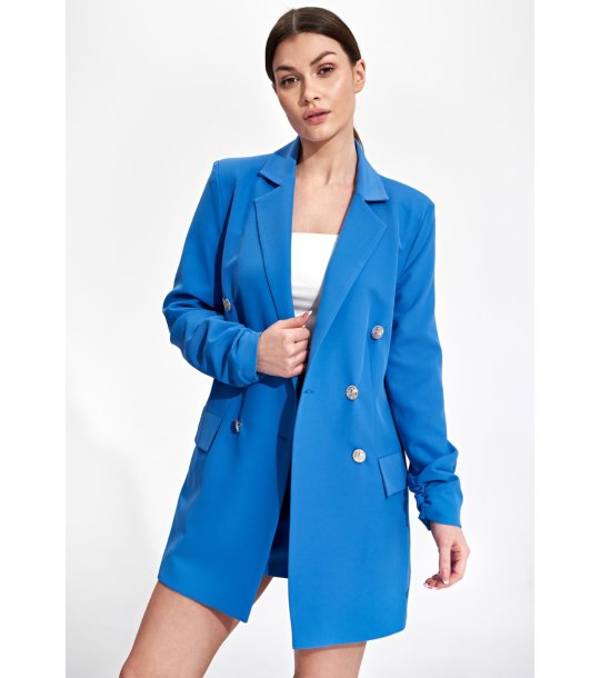 Синьо дамско сако Sari снимка