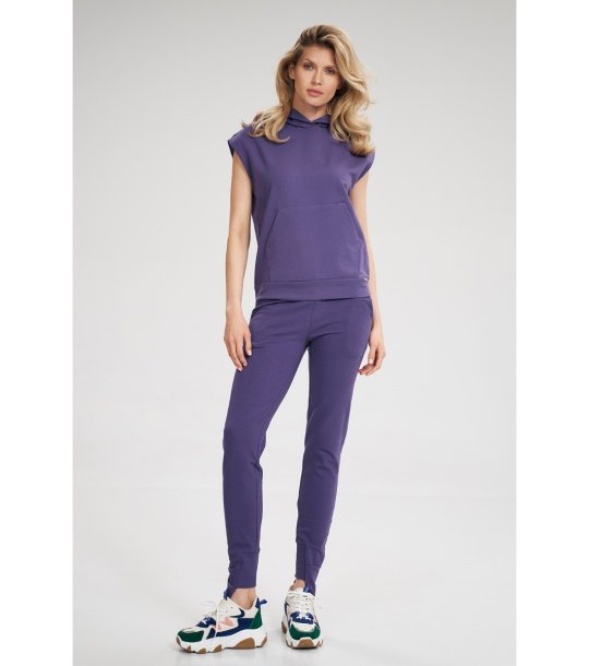 Памучен дамски панталон в лилаво Sarah снимка