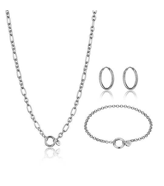 Сребрист комплект от колие, гривна и обеци Perugia снимка