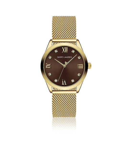 Златист дамски часовник с кафяв циферблат Marrakech снимка