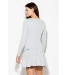 Сива памучна рокля с дълъг ръкав-1 снимка