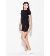 Памучна къса черна рокля с ципове-2 снимка