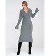 Сива плетена рокля с яка Cleer-3 снимка