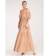 Бежова рокля с буфан ръкави Lavina-3 снимка