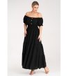 Черна рокля с буфан ръкави Lavina-4 снимка