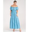 Светлосиня рокля с буфан ръкави Lavina-2 снимка