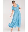Светлосиня рокля с буфан ръкави Lavina-4 снимка