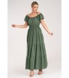 Зелена рокля с буфан ръкави Lavina-3 снимка