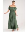 Зелена рокля с буфан ръкави Lavina-4 снимка