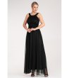 Черна дълга рокля с тюл Elegancka-3 снимка