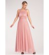 Розова дълга рокля с тюл Elegancka-2 снимка