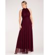 Дълга рокля в бордо с голи рамене Gladis-2 снимка