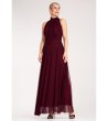 Дълга рокля в бордо с голи рамене Gladis-3 снимка