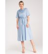 Синя памучна рокля с копчета Vivian-2 снимка