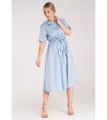 Синя памучна рокля с копчета Vivian-4 снимка