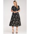 Черна рокля с бял флорален принт Iza-3 снимка