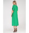 Зелена рокля с декоративни прорези Ella-2 снимка