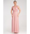 Дамска розова макси рокля с деколте Janette-2 снимка