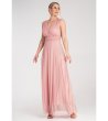 Дамска розова макси рокля с деколте Janette-3 снимка