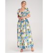 Памучна дълга многоцветна рокля с принт Zofia-4 снимка