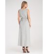 Дамска сива макси рокля с цвете Enny-1 снимка