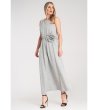 Дамска сива макси рокля с цвете Enny-2 снимка