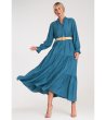 Синя дълга рокля с колан Irra-4 снимка
