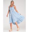 Асиметрична памучна рокля в син нюанс Una-2 снимка