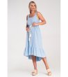 Асиметрична памучна рокля в син нюанс Una-3 снимка