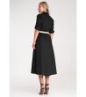 Памучна черна рокля с яка и колан Iva-1 снимка