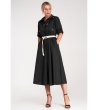 Памучна черна рокля с яка и колан Iva-2 снимка