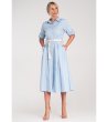 Памучна рокля в светлосиньо с яка и колан Vivi-3 снимка