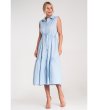 Памучна светлосиня рокля без ръкави Mona-3 снимка