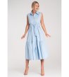 Памучна светлосиня рокля без ръкави Mona-4 снимка