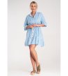 Памучна рокля в синьо с 3/4 ръкави Rita-3 снимка
