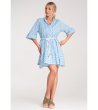 Памучна рокля в синьо с 3/4 ръкави Rita-4 снимка