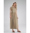 Бежова памучна рокля с цепка Freda-2 снимка