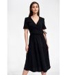 Памучна черна рокля с къс ръкав Renita-2 снимка