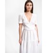 Памучна рокля в бяло с къс ръкав Renita-2 снимка