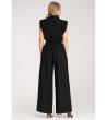 Дамски черен гащеризон с широки крачоли Greta-1 снимка