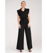 Дамски черен гащеризон с широки крачоли Greta-2 снимка