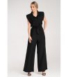 Дамски черен гащеризон с широки крачоли Greta-4 снимка