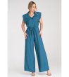 Дамски син гащеризон с широки крачоли Greta-3 снимка