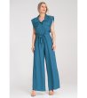 Дамски син гащеризон с широки крачоли Greta-4 снимка