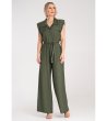 Дамски тъмнозелен гащеризон с широки крачоли Greta-2 снимка