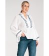 Дамска бяла блуза с бродерии  Carla-3 снимка
