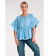 Светлосиня дамска блуза с широки ръкави Neoli-2 снимка