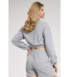 Къса памучна  дамска блуза в сиво Minalla-1 снимка